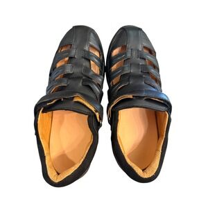 Dr. Comfort Breeze 0810 Black Leather Fisherman Sandals Womens 7.5W Wide